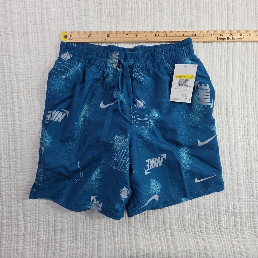 Nike Men S Swim Trunks Aqua Blue Multi Print 7